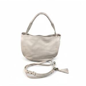 THE SAK Collective Pebbled Leather Hobo Crossbody Handbag Cream Everyday Work